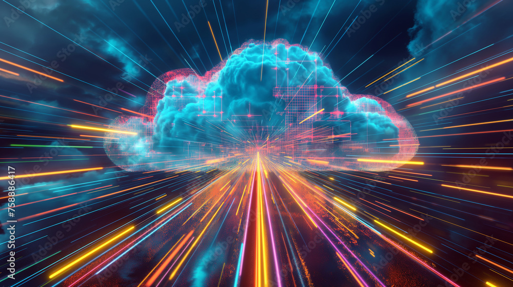Aufkleber the abstract background of cloud networking solutions paves the way for future-ready connectivity an