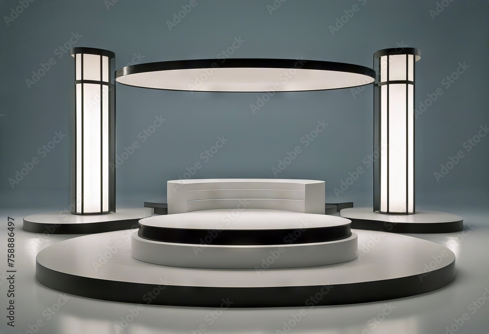 Poster 3d rendering 3d product display platform stock photo