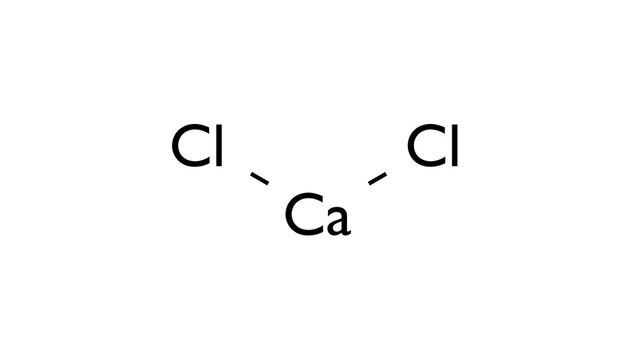 calcium chloride molecule, structural chemical formula, ball-and-stick model, isolated image desiccants
