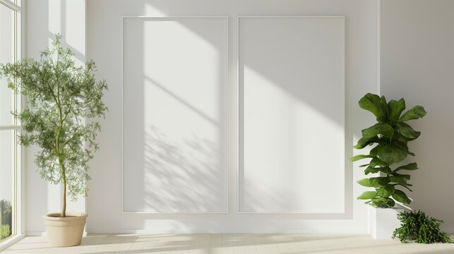 Photo Frame Mockup Design. White Tone Gallery Style Home Interior