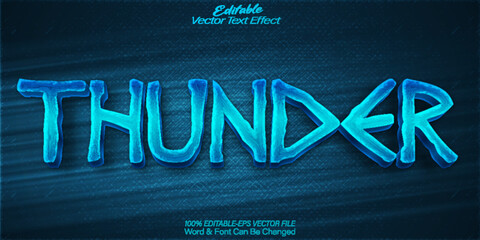  Thunder Vector Text Effect Editable Alphabet Blue Electric Power Light