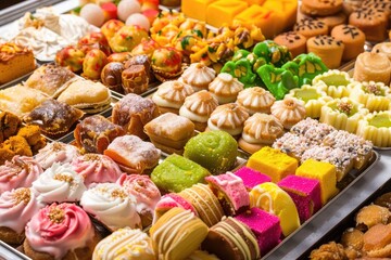 Mix Sweets in Dish. Variety of Pakistani Mithai