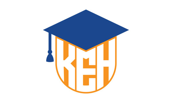 KEH initial letter academic logo design vector template. school college logo, university logo, graduation cap logo, institute logo, educational logo, library logo, teaching logo, book shop, varsity