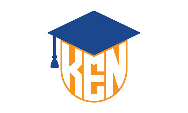 KEN initial letter academic logo design vector template. school college logo, university logo, graduation cap logo, institute logo, educational logo, library logo, teaching logo, book shop, varsity