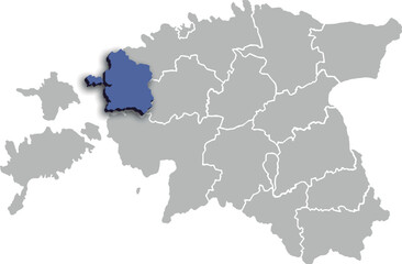 Läänemaa COUNTY OR DEPARTMENT MAP STATE OF ESTONIA 3D ISOMETRIC MAP