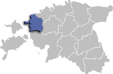 Läänemaa COUNTY OR DEPARTMENT MAP STATE OF ESTONIA 3D ISOMETRIC MAP