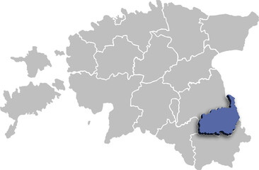 Fototapeta premium POLVAMAA COUNTY OR DEPARTMENT MAP STATE OF ESTONIA 3D ISOMETRIC MAP