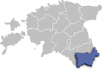VORUMAA COUNTY OR DEPARTMENT MAP STATE OF ESTONIA 3D ISOMETRIC MAP