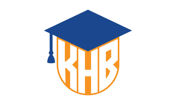 KHB initial letter academic logo design vector template. school college logo, university logo, graduation cap logo, institute logo, educational logo, library logo, teaching logo, book shop, varsity