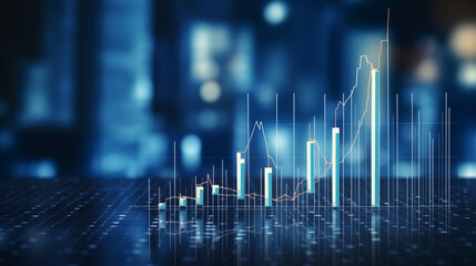 Market chart of business stock graph or investment financial data profit on Dark Blue Background. financial chart and candlestick graph