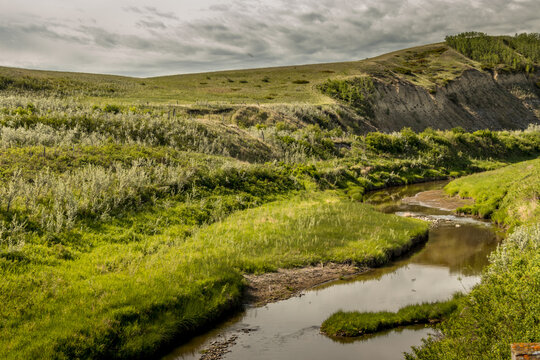 Farm lands and bad lands Kneehill County Alberta Canada
