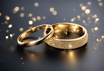 Golden sparkling ring with golden glitter isolated on black background. stock illustration