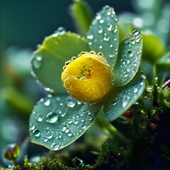 Flowers bloom in the morning with dew drops on the petals