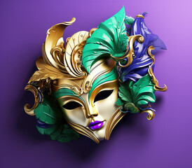 3D Mardi Gras Mask Background for Carnival Celebration