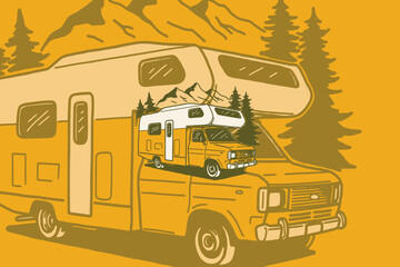 The Camper Van logo conveys an image of adventure and freedom on the road. With a classic and iconic design, this logo creates the impression of comfort and ease in exploring the world.