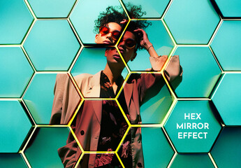 Hexagonal Photo Effect Mockup With Generative AI