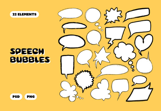 Hand Drawn Comic Speech Bubbles Graphics