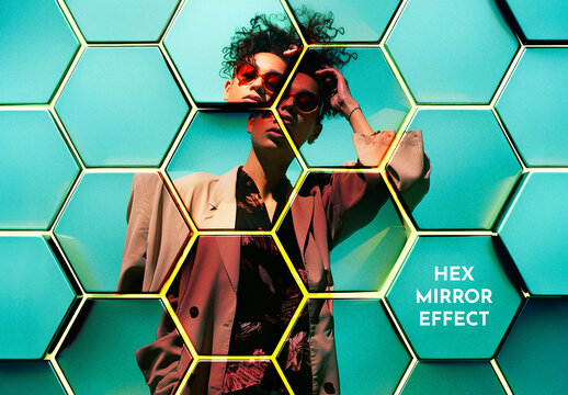 Hexagonal Photo Effect Mockup With Generative AI