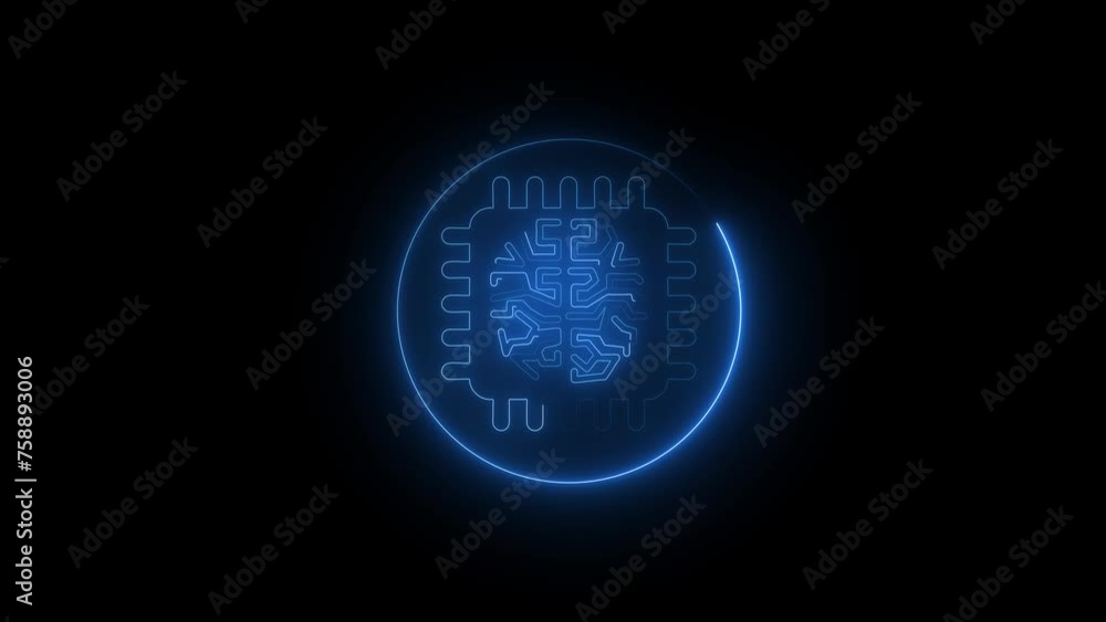 Aufkleber artificial intelligence (ai) brain animation, data mining, deep learning modern computer technologie