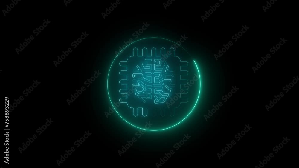 Aufkleber artificial intelligence (ai) brain animation, data mining, deep learning modern computer technologie