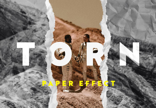 Ripped Paper Photo Effect Mockup