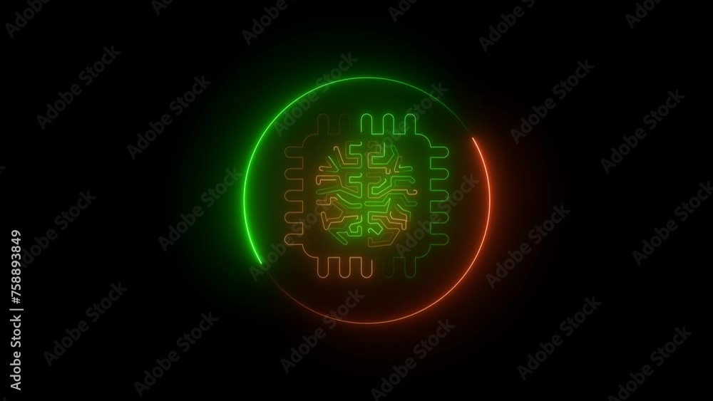Aufkleber artificial intelligence (ai) brain animation, data mining, deep learning modern computer technologie