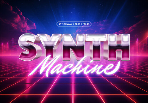 Synthwave Text Effect Mockup