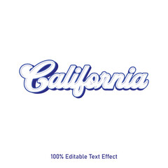 California text effect vector. Editable college t-shirt design printable text effect vector