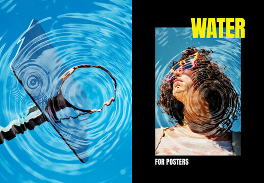Water Circle Poster Photo Effect Mockup