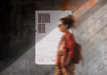 Urban Poster On The Wall Mockup - obrazy, fototapety, plakaty