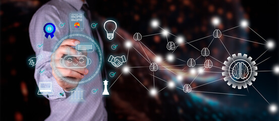 entrepreneur interacts with chatbots with a connected network to improve any socio-economic aspect of the business.