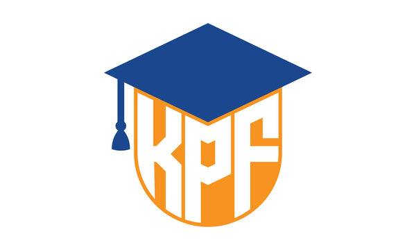KPF initial letter academic logo design vector template. school college logo, university logo, graduation cap logo, institute logo, educational logo, library logo, teaching logo, book shop, varsity