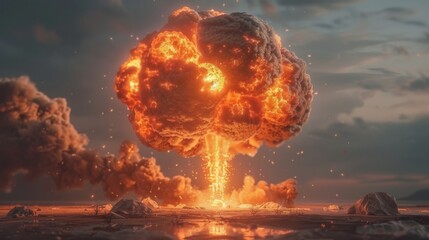 Illustration of a mushroom cloud created by a nuclear explosion
