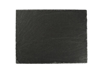 Empty slate black board, for serving food, isolated on white background.