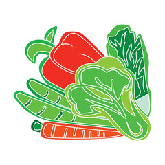 Grocery vegetable illustration vector art. Healthy food. Vegetarian cravings food.