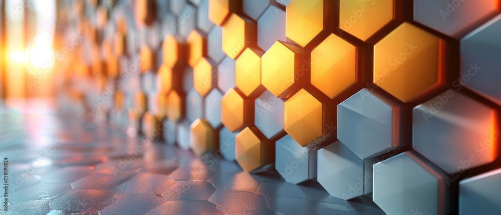 Aufkleber Hexagonal technological background in 3D.