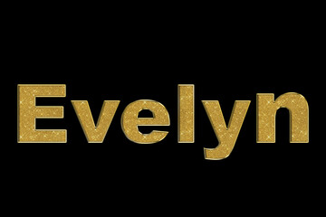 Female name . Gold 3D lettering on a black background. For use in graphics , web projects , flyers , business cards . 