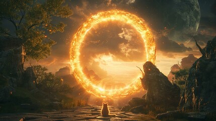 A series of portals connect Earth to a realm where cats are revered as gods