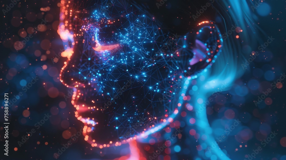 Aufkleber Achieving innovative future and global connections for providing access to information and data over the internet with artificial intelligence (AI). Chatbot Chat AI for generating innovative future