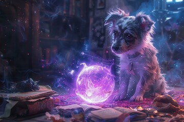 A dog wizard academy, training pups in the arcane arts to protect their realm