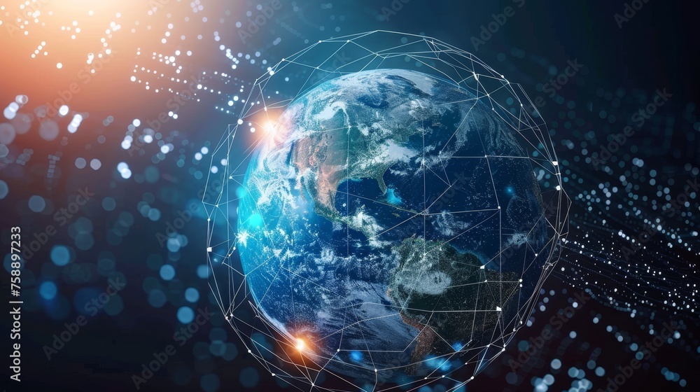Poster Network concept for global communication. Transformation of the digital world.