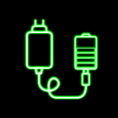 Glowing neon line Charger icon