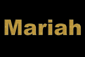 Female name . Gold 3D lettering on a black background. For use in graphics , web projects , flyers , business cards . 