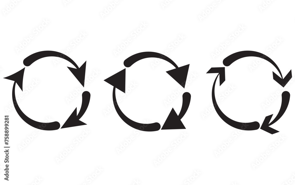 Poster a set of black round arrows .vector icon web site graphic. recycle icon. one, two, three and four ar