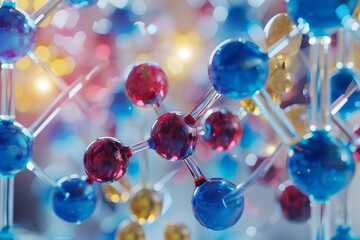 Colorful Molecules in Scientific Lab, research, chemistry, science, structure - obrazy, fototapety, plakaty