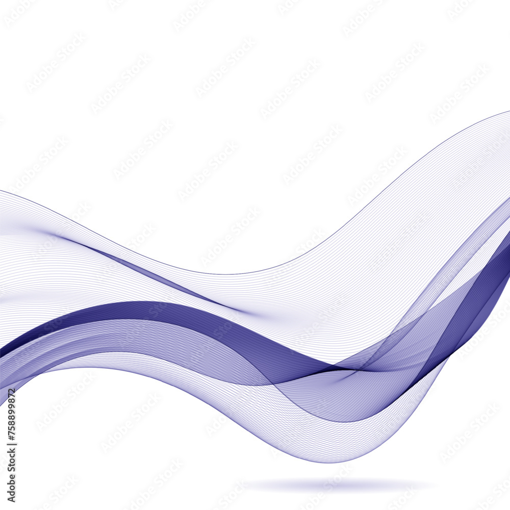Poster abstract smooth color wave vector. curve flow blue motion illustration. smoke design. vector lines.