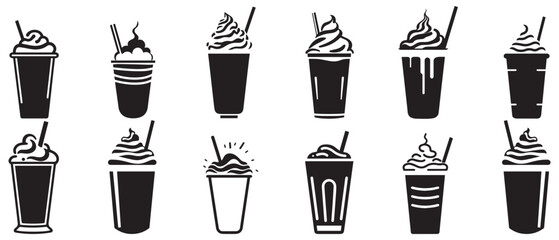 Milkshake icon symbol. vector flat sign design. - obrazy, fototapety, plakaty