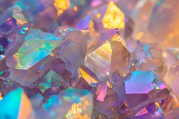 Macro Shot of Iridescent Opal Crystals, gemstone, precious, mineral, colorful
