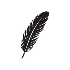 Feather icon. Black silhouette of a bird on a white background.