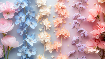Spring Blossom Array on Pastel Gradient